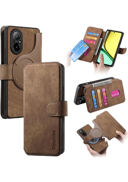 Realme C67 4g Cüzdan Retro Mıknatıs Koruyucu Malzeme Kartı Için Flip Case (Yurt Dışından)