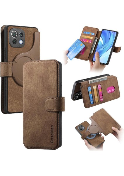 Xiaomi 11 Lite Için Flip Case Retro Cüzdan Kart Standı Mıknatıs Koruyucu (Yurt Dışından)