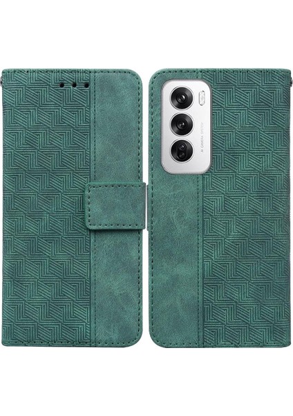 Oppo Flip 12 5g Flip Folio Kickstand Özelliği Için Flip Case Geometrik Pu (Yurt Dışından)