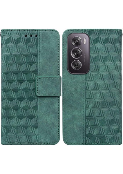 Oppo Oppo 12 Pro 5g Için Flip Case Premium Pu Deri Geometrik Kabartmalı (Yurt Dışından)