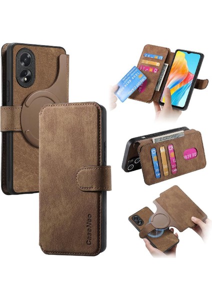 Oppo A38 4g Kart Standı Cüzdan Retro Mıknatıs Koruyucu Malzeme Için Flip Case (Yurt Dışından)