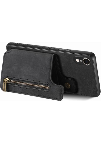 IPhone Xr Için Kılıf Standı Fonksiyonu Katlanabilir Arka Kapak Vintage Fermuar Cüzdan (Yurt Dışından) fırsatları