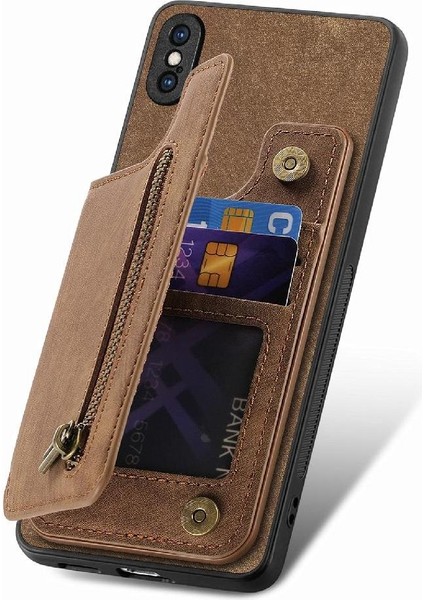 IPhone X/xs Vintage Fermuar Cüzdan Katlanabilir Arka Kapak Standı (Yurt Dışından) fiyatları