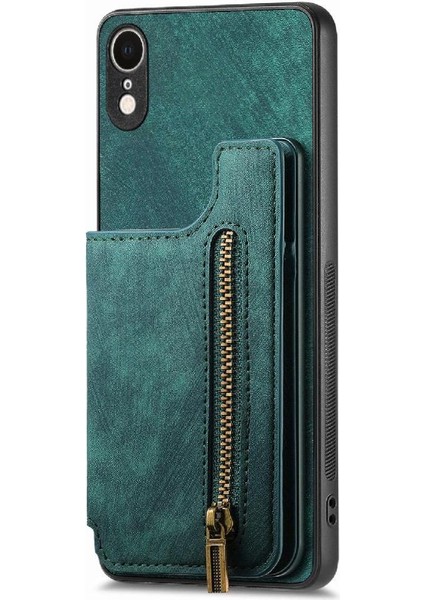 IPhone Xr Için Kılıf Standı Fonksiyonu Katlanabilir Arka Kapak Vintage Fermuar Cüzdan (Yurt Dışından) indirimleri