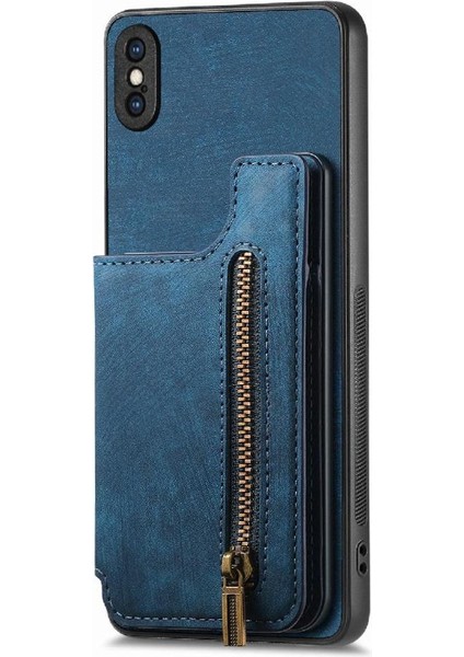 IPhone X/xs Vintage Fermuar Cüzdan Katlanabilir Arka Kapak Standı (Yurt Dışından) indirimleri