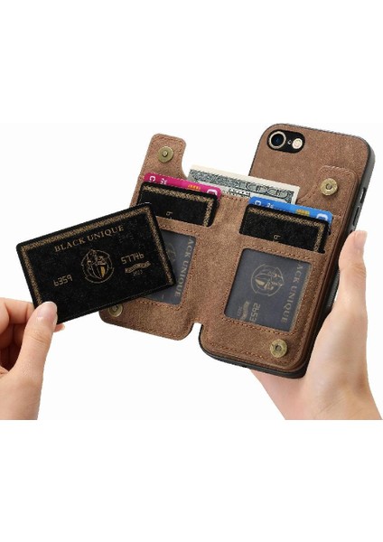 IPhone 7/8 Için Kılıf Vintage Fermuar Cüzdan Standı Fonksiyonu Katlanabilir Geri (Yurt Dışından) fiyatları