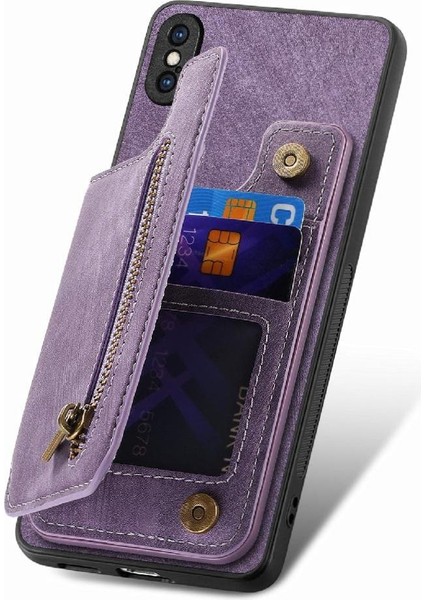 IPhone X/xs Vintage Fermuar Cüzdan Katlanabilir Arka Kapak Standı (Yurt Dışından) fırsatları