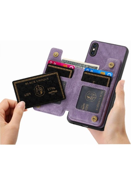 IPhone X/xs Vintage Fermuar Cüzdan Katlanabilir Arka Kapak Standı (Yurt Dışından) indirimleri