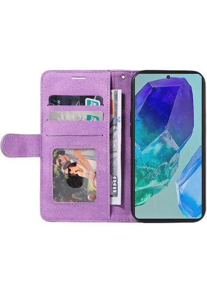 Colorful Shop Samsung Galaxy M55 Dikiş Renk Flip Folio Kitap Için Flip Case Kart ile (Yurt Dışından)