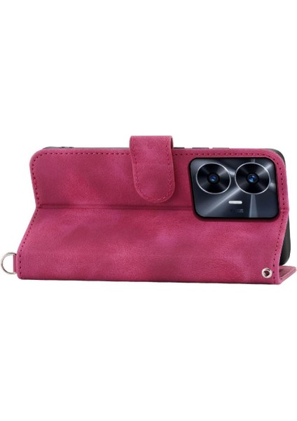 Realme C55 Kabartmalı Çoklu Kredi Kartı Yuvaları Bileklik Için Flip Case (Yurt Dışından) fırsatları