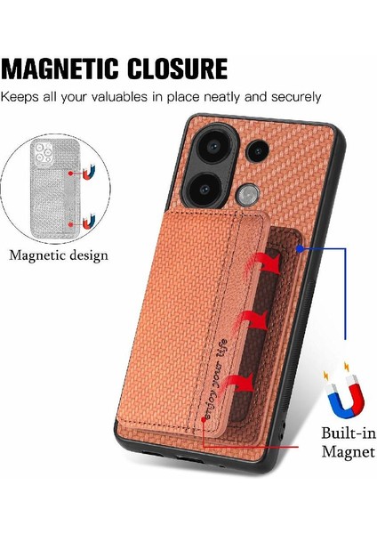 Xiaomi Redmi Için Not 13 4g Standı Fonksiyonu Manyetik Kart Tutucu Rfıd (Yurt Dışından)