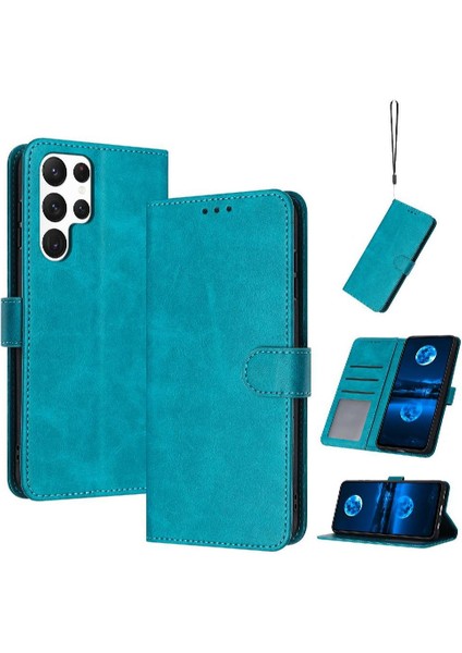 Kart ile Toka ile Samsung Galaxy S24 Ultra Pu Deri Için Flip Case (Yurt Dışından)