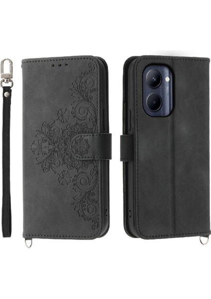 Realme C33 Darbeye Dayanıklı Kabartmalı Çoklu Kredi Kartı Yuvaları Için Flip Case (Yurt Dışından)