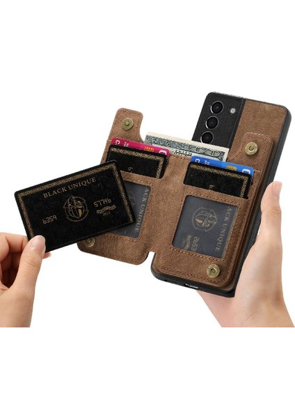 Samsung Galaxy S21 Vintage Fermuar Cüzdan Standı Fonksiyonu Için Kılıf Katlanabilir (Yurt Dışından)