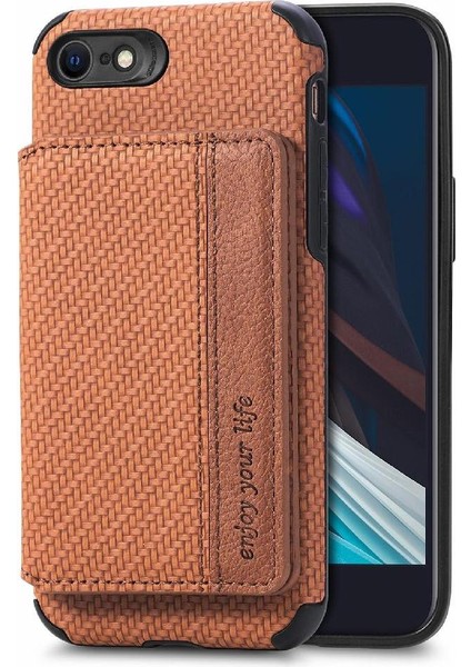 IPhone 7/8 Için Kılıf Manyetik Kart Tutucu Standı Fonksiyonu Komple Kamera (Yurt Dışından)