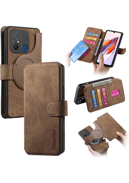 Xiaomi Redmi 12C Kart Standı Cüzdan Retro Mıknatıs Koruyucu Için Flip Case (Yurt Dışından)