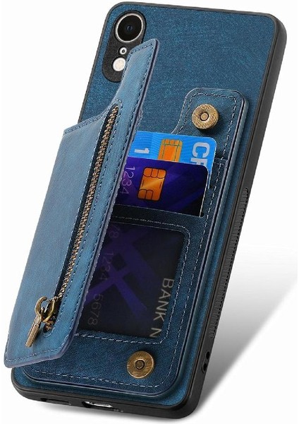 IPhone Xr Için Kılıf Standı Fonksiyonu Katlanabilir Arka Kapak Vintage Fermuar Cüzdan (Yurt Dışından) modelleri