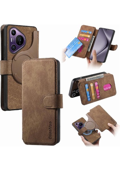Huawei Pura 70 Pro Mıknatıs Koruyucu Malzeme Için Flip Case Cüzdan Kart (Yurt Dışından)