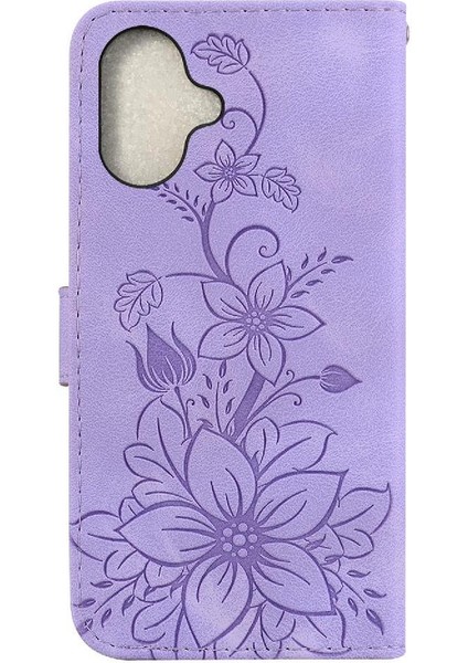 IPhone 16 Için Flip Case Kickstand Manyetik Cüzdan Kart Tutucu Kabartmalı Zambak (Yurt Dışından) fiyatları