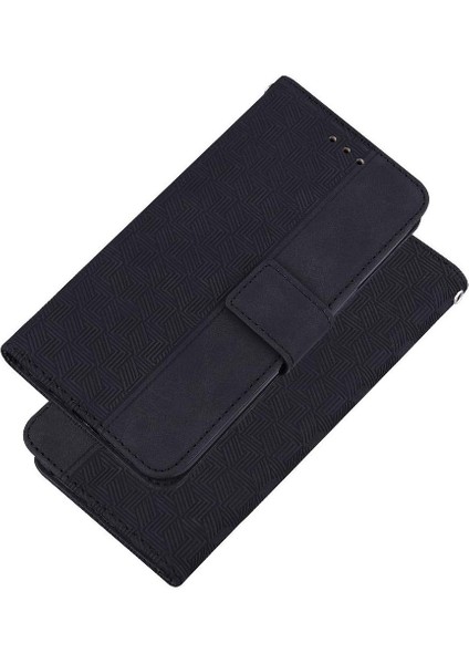 IPhone 16 Için Flip Case Pro Flip Folio Cüzdan Kapak Geometrik Kabartmalı Pu (Yurt Dışından)