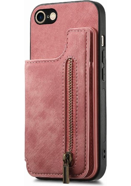 IPhone 7/8 Için Kılıf Vintage Fermuar Cüzdan Standı Fonksiyonu Katlanabilir Geri (Yurt Dışından) modelleri