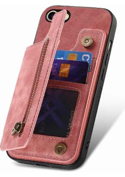 IPhone 7/8 Için Kılıf Vintage Fermuar Cüzdan Standı Fonksiyonu Katlanabilir Geri (Yurt Dışından) indirimleri