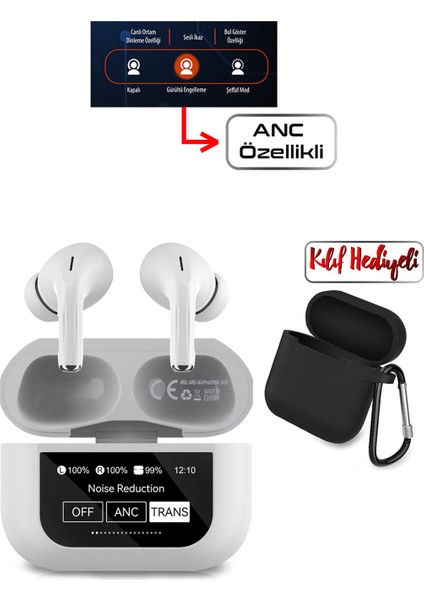 Airpro2 Dokunmatik LCD Panelli Bluetooth Kulaklık Anc Özellikli