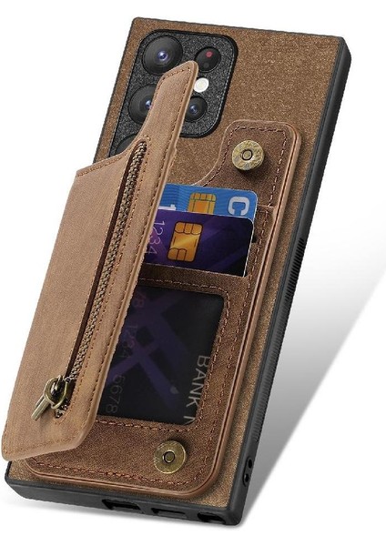 Samsung Galaxy S23 Ultra Standı Fonksiyonu Vintage Fermuar Cüzdan (Yurt Dışından) modelleri