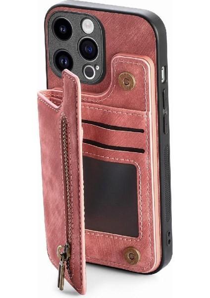 IPhone 15 Için Kılıf Pro Max Vintage Fermuar Cüzdan Standı Fonksiyonu Katlanabilir (Yurt Dışından)