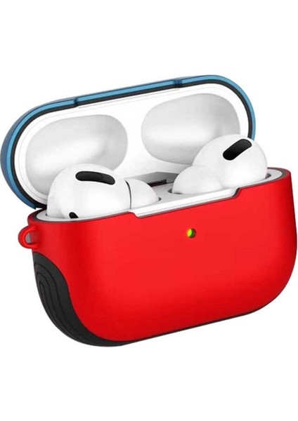 Apple Pro Uyumlu Kılıf Shockproof Silikon - Kırmızı-Mavi