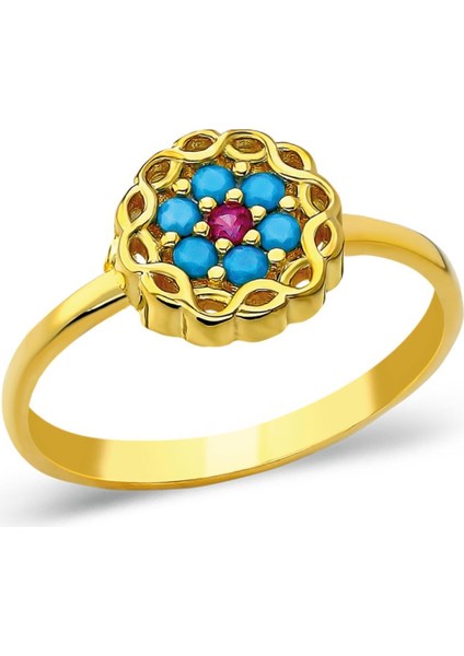 Renkli Taşlı Topcuk Yüzüğü