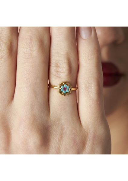 Renkli Taşlı Topcuk Yüzüğü modelleri