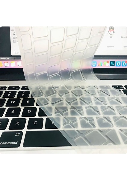 Apple Macbook 13' Pro Touch Bar A1706 Uyumlu Zore Klavye Koruyucu Transparan Buzlu Silikon Ped