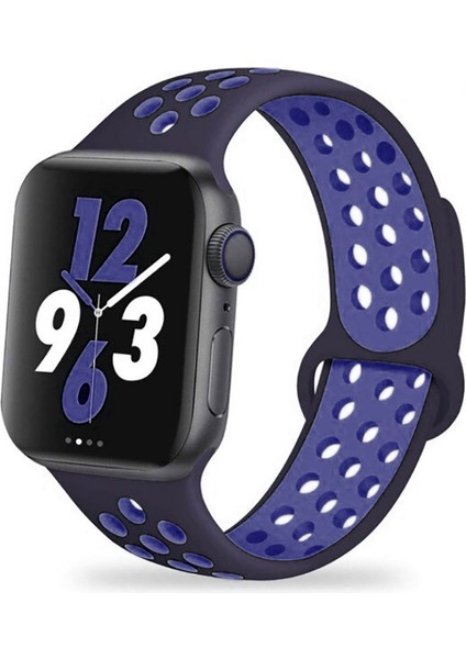 Apple Watch Uyumlu 38MM Kordon Silikon Esnek Yumuşak Delikli Spor Krd-02 Kayış, No8