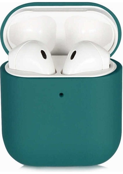 Apple Air Pods Uyumlu Kılıf Zore Silk Silikon, Koyu Yeşil