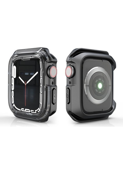 Apple Watch 40MM Uyumlu Zore Watch Gard 08 Sert Pc + Silikon Koruyucu, Siyah