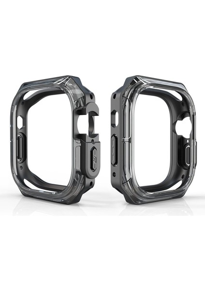 Apple Watch 40MM Uyumlu Zore Watch Gard 08 Sert Pc + Silikon Koruyucu, Siyah