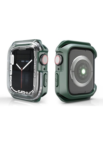 Apple Watch 40MM Uyumlu Zore Watch Gard 08 Sert Pc + Silikon Koruyucu, Koyu Yeşil