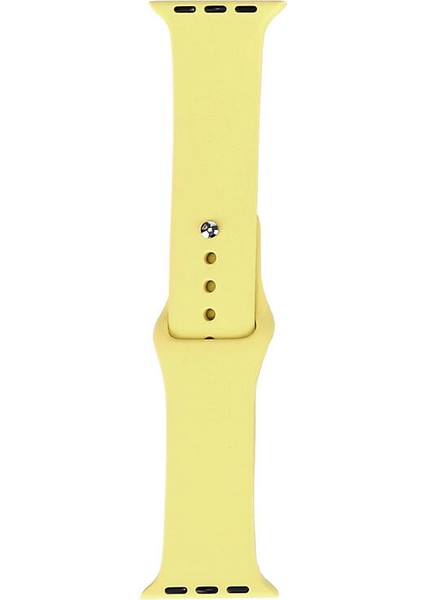 Apple Watch 42MM Uyumlu Band Serisi Klasik Kordon Silikon Strap Kayış, Açık Sarı
