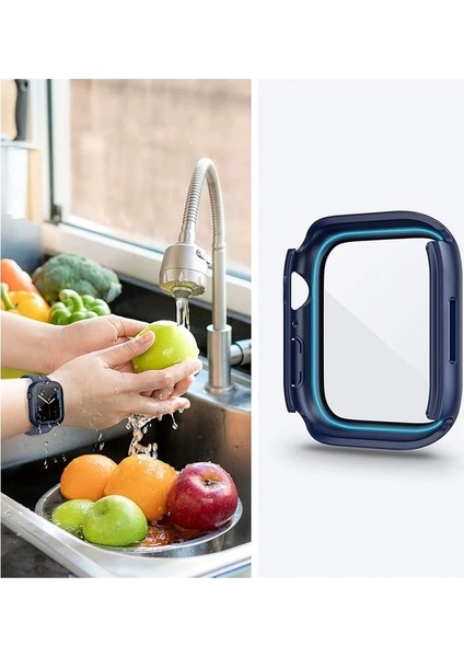 Apple Watch 44MM Uyumlu 360 Derece Korumalı Kasa ve Ekran Koruyucu Zore Watch Gard 12, Lacivert fiyatları