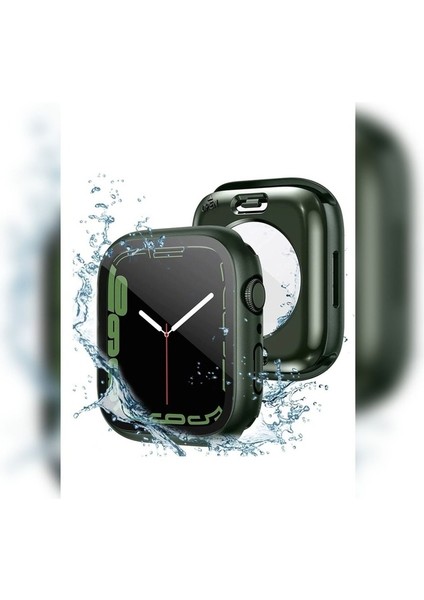 Apple Watch 7 41MM Uyumlu 360 Derece Korumalı Kasa ve Ekran Koruyucu Zore Watch Gard 12, Koyu Yeşil