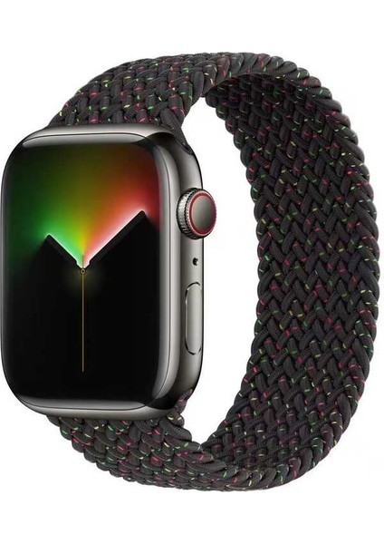 Apple Watch 44MM Uyumlu Kordon Hasır Örgü Esnek Krd-32 Xsmall Kayış, Black Unity