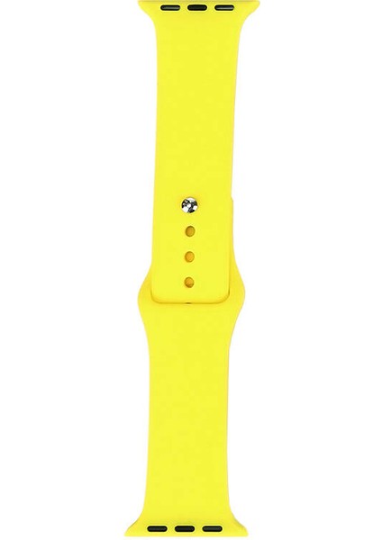 Apple Watch 44MM Uyumlu Band Serisi Klasik Kordon Silikon Strap Kayış, Sarı