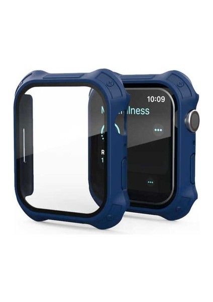 Apple Watch 7 41MM Uyumlu Tank Zırh Kasa ve Mat Görünümlü Ekran Koruyucu Zore Watch Gard 11, Lacivert