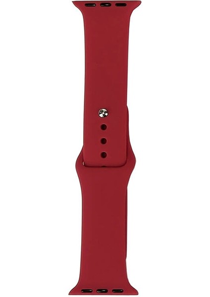 Apple Watch 7 41MM Uyumlu Band Serisi Klasik Kordon Silikon Strap Kayış, Kırmızı-Rose Gold