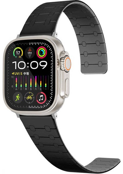 Apple Watch 7 41MM Uyumlu Zore KRD-111 Çizgili Desenli Silikon Kordon, Siyah