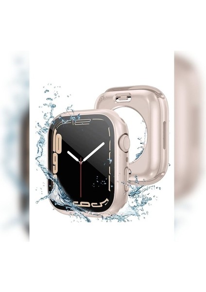 Apple Watch 44MM Uyumlu 360 Derece Korumalı Kasa ve Ekran Koruyucu Zore Watch Gard 12, Pembe
