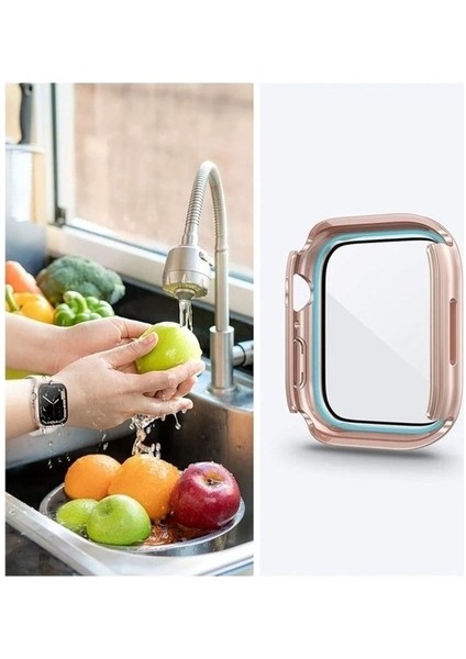 Apple Watch 44MM Uyumlu 360 Derece Korumalı Kasa ve Ekran Koruyucu Zore Watch Gard 12, Pembe fiyatları