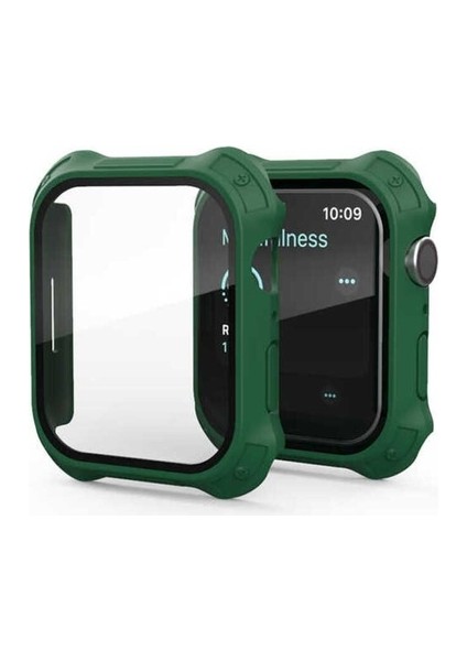 Apple Watch Uyumlu Seri 7 41MM Tank Zırh Kasa ve Mat Görünümlü Ekran Koruyucu Zore Watch Gard 11, Koyu Yeşil