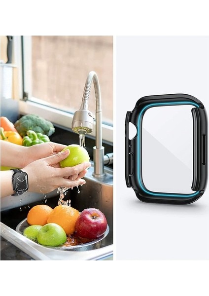 Apple Watch 44MM Uyumlu 360 Derece Korumalı Kasa ve Ekran Koruyucu Zore Watch Gard 12, Siyah